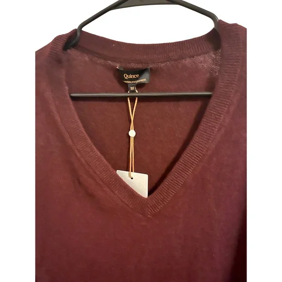 Quince 100% Mongolian Cashmere V-Neck Sweater Burgundy 3X NWT - Picture 4 of 6
